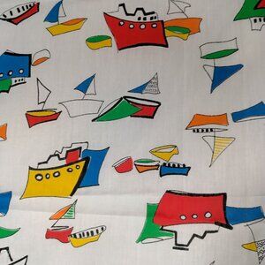 Leon Rosenblatt Fabric Nautical Sailboat Boat Rainbow 1 Yard Sewing Material